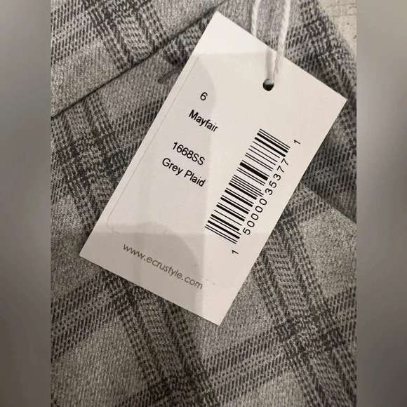 NWT Ecru Mayfair Grey Plaid Work Pants size 6 - Picture 4 of 4